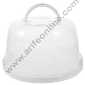 CAKE DECOR™ Multi-function Cake Case with Candy Print | Cake Carrier | Cake Keeper with Lid (Big) - White