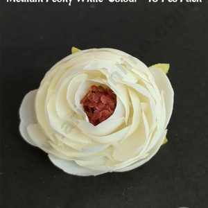 CAKE DECOR™ Medium Peony Artificial Flower For Cake Decoration – White ( 10 pc pack )