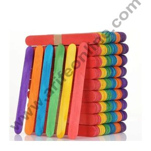 Cake Decor Natural Wooden Ice cream Sticks Multi colour  For Cakesicle Popsicle and Candy(50pcs)