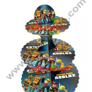 CAKE DECOR™ 3 Tier Roblox Theme Cardboard Cupcake Stand - Heavy