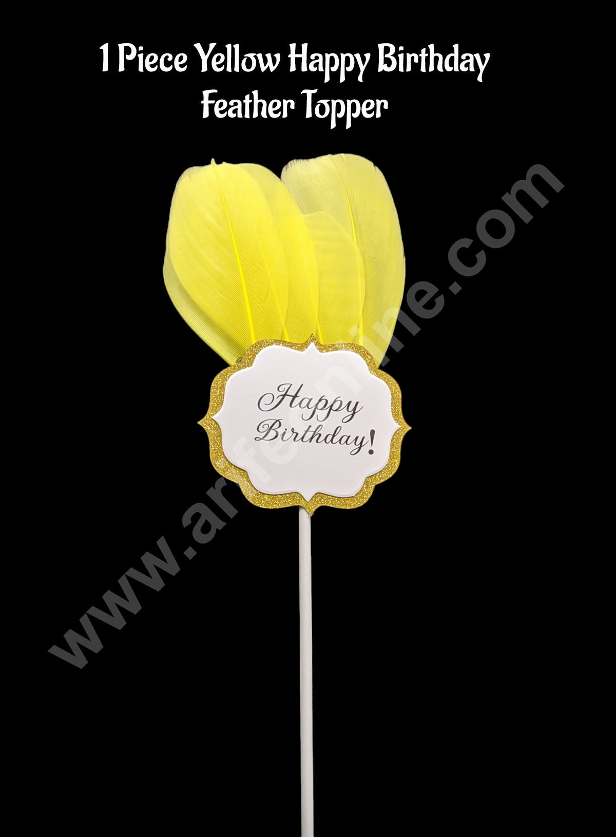 CAKE DECORβ’ 1 Piece Yellow Happy Birthday Feather Topper For Cake Decoration