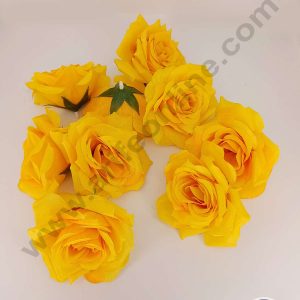 CAKE DECOR™ Large Rose Artificial Flower For Cake Decoration – Yellow ( 5 pc pack )