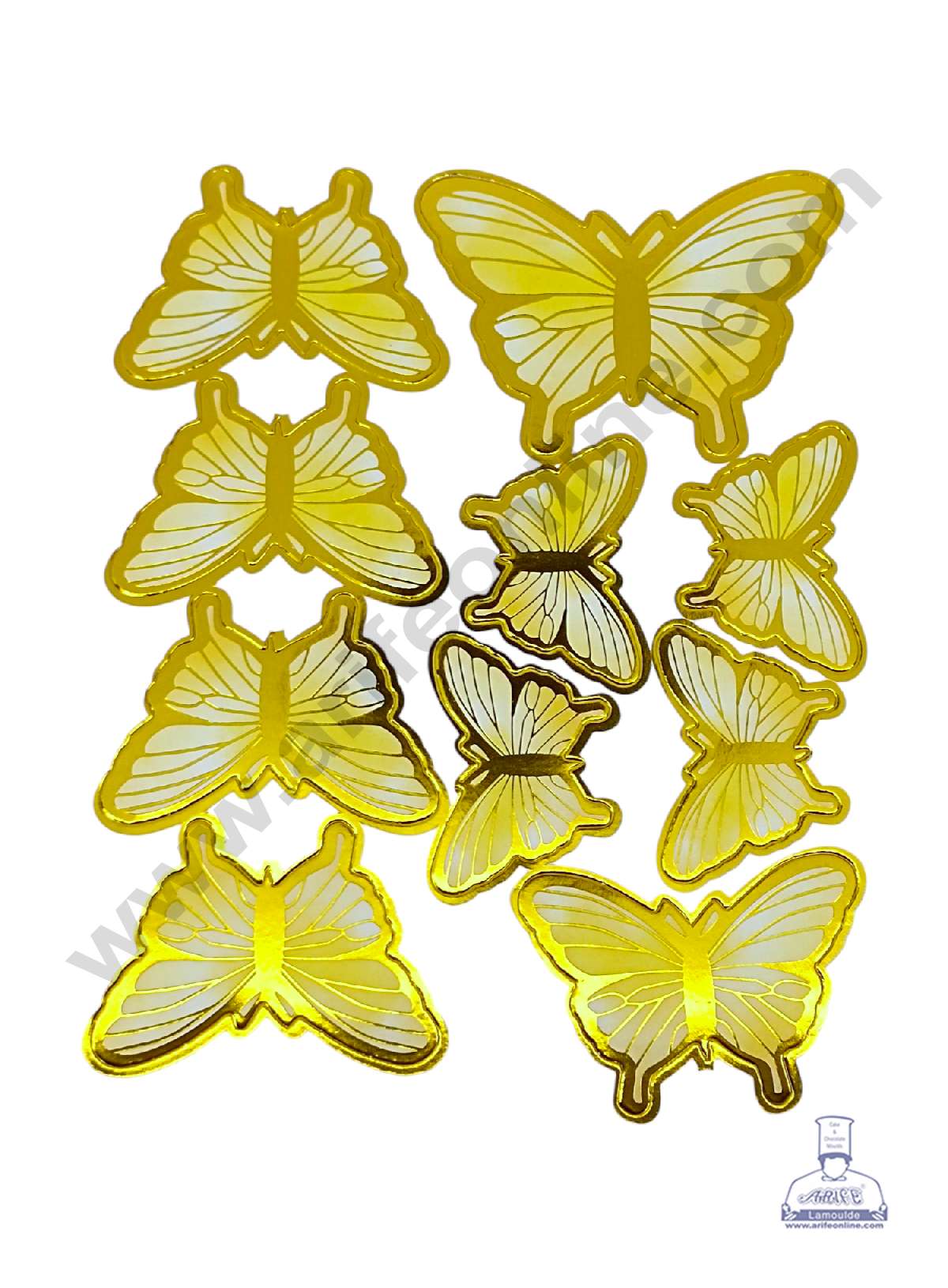CAKE DECORβ’ 10 pc Light Yellow Butterfly Paper Topper For Cake And Cupcake ( SBMT-PT-1001-LYellow )