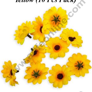 CAKE DECOR™ Yellow Mini Daisy Artificial Flower For Cake Decoration ( 10 pcs pack )