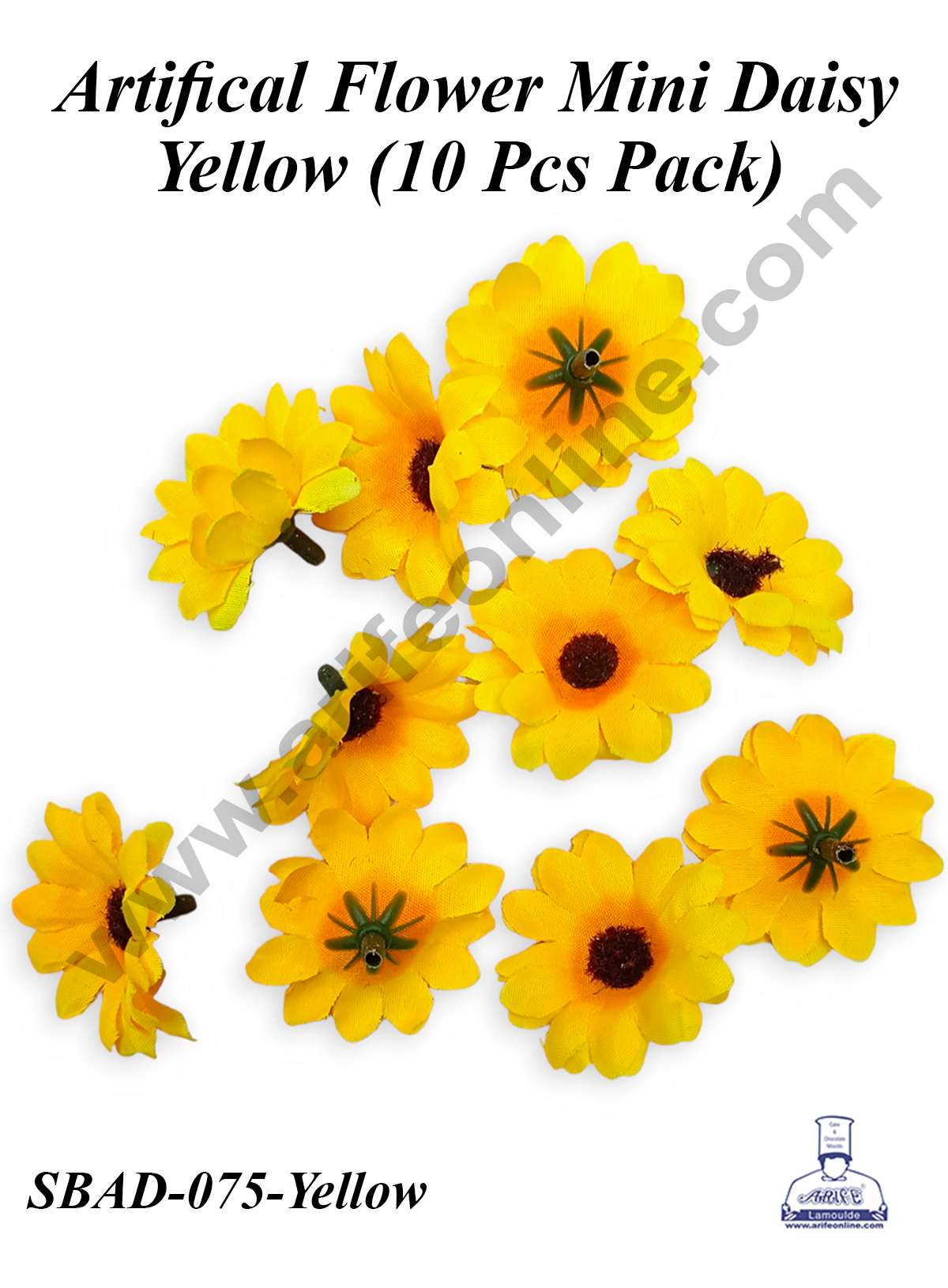 CAKE DECORβ’ Yellow Mini Daisy Artificial Flower For Cake Decoration ( 10 pcs pack )