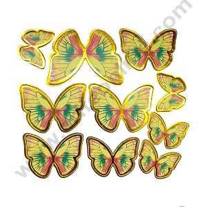 CAKE DECORβ’ 10 pcs Yellow Butterfly Paper Topper For Cake And Cupcake