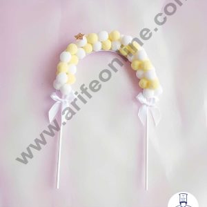 CAKE DECORβ’ Yellow White Soft Balls Cloud Arch Cake Topper Cake Decoration (SB-Arch-YW)