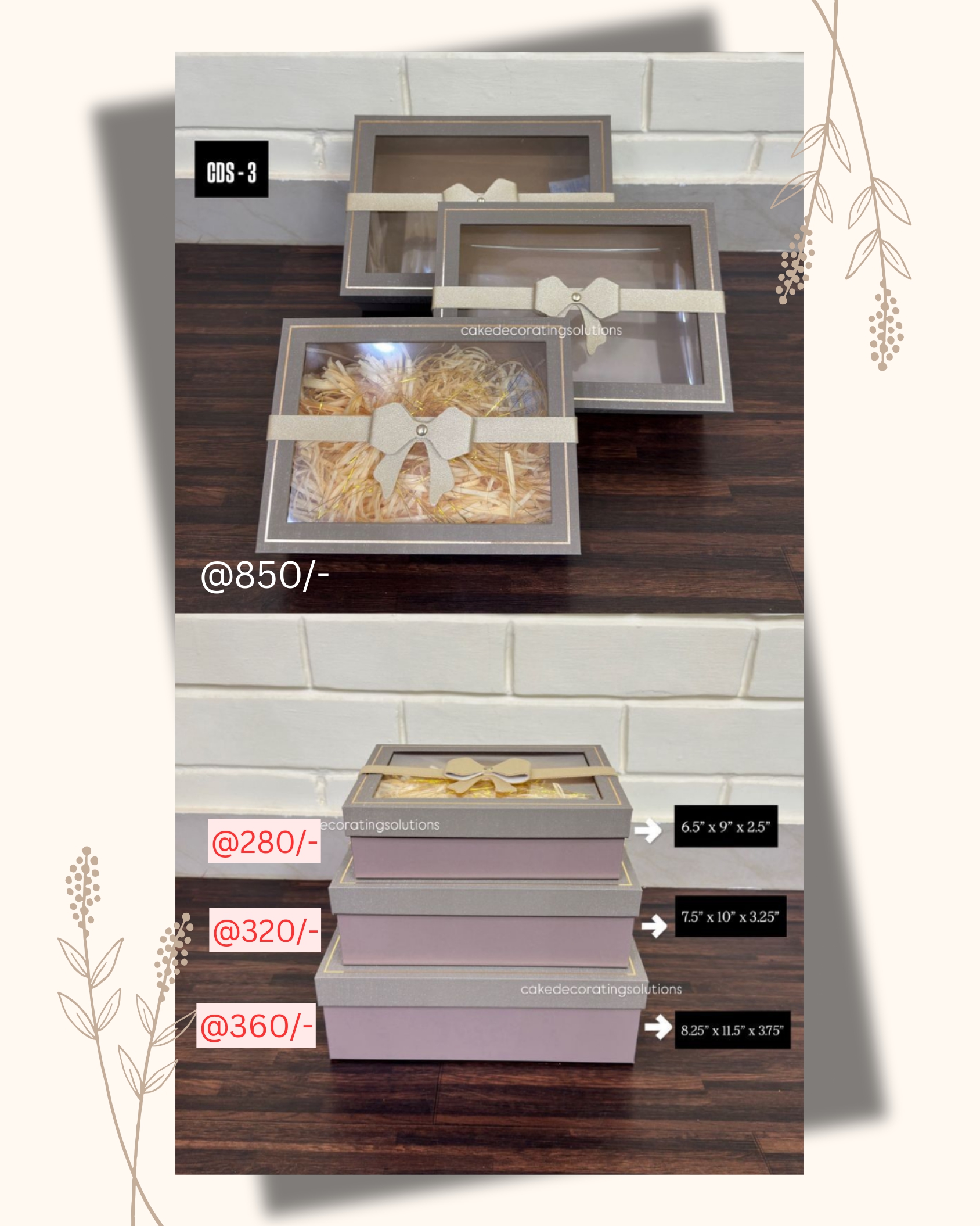 Hamper Box Rectangle With Window (6"x9"x2.5",7.5"x10"x3.25",11.5"x3.75") - Image 1