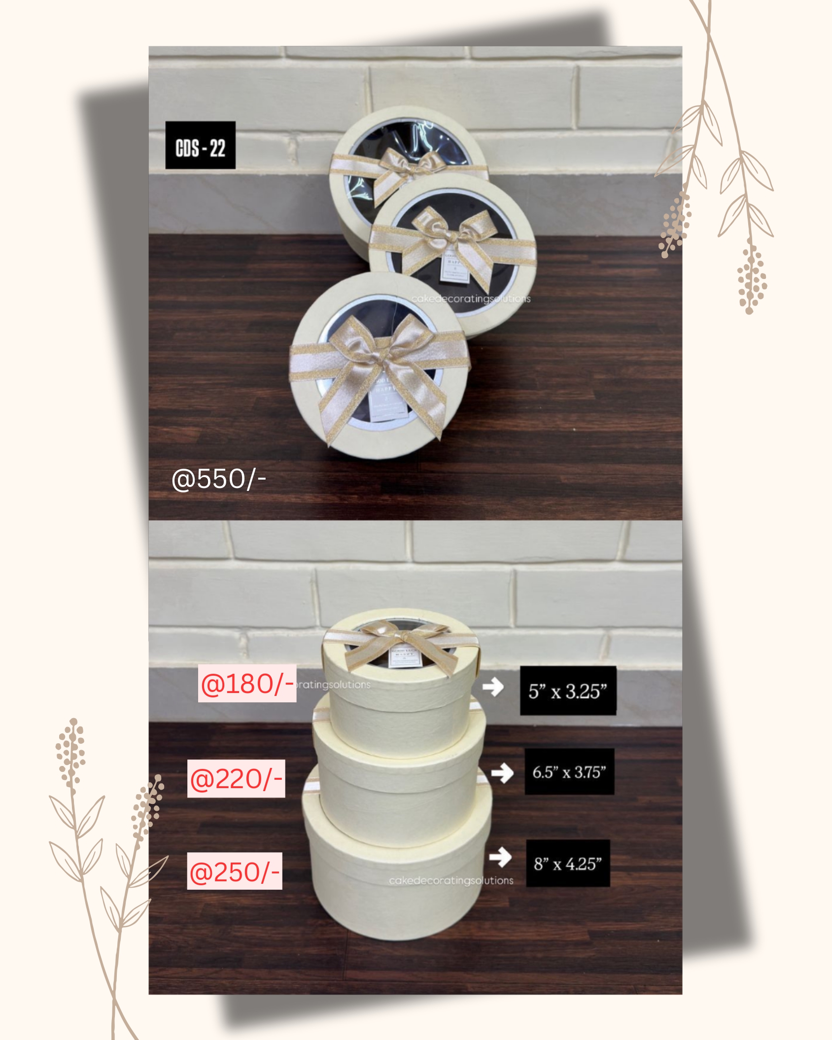 Hamper Box Round Window (5"Dia×Height 3",×6.5" Dia×Height 3.5, 8" Dia×4.25 Height") - Image 1