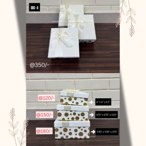 Hamper Box Square Without Window Polka (6"x6"x2.5",6.75"x6.75"x3.25",7.5"x7.5"x3.75")