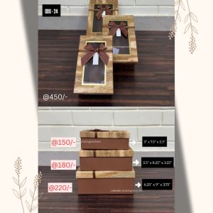 Hamper Box Rectangle Window Brown (5"×7.5"×2.5", 5.5"×8.25"×3.25",6.25"×9"×3.75")