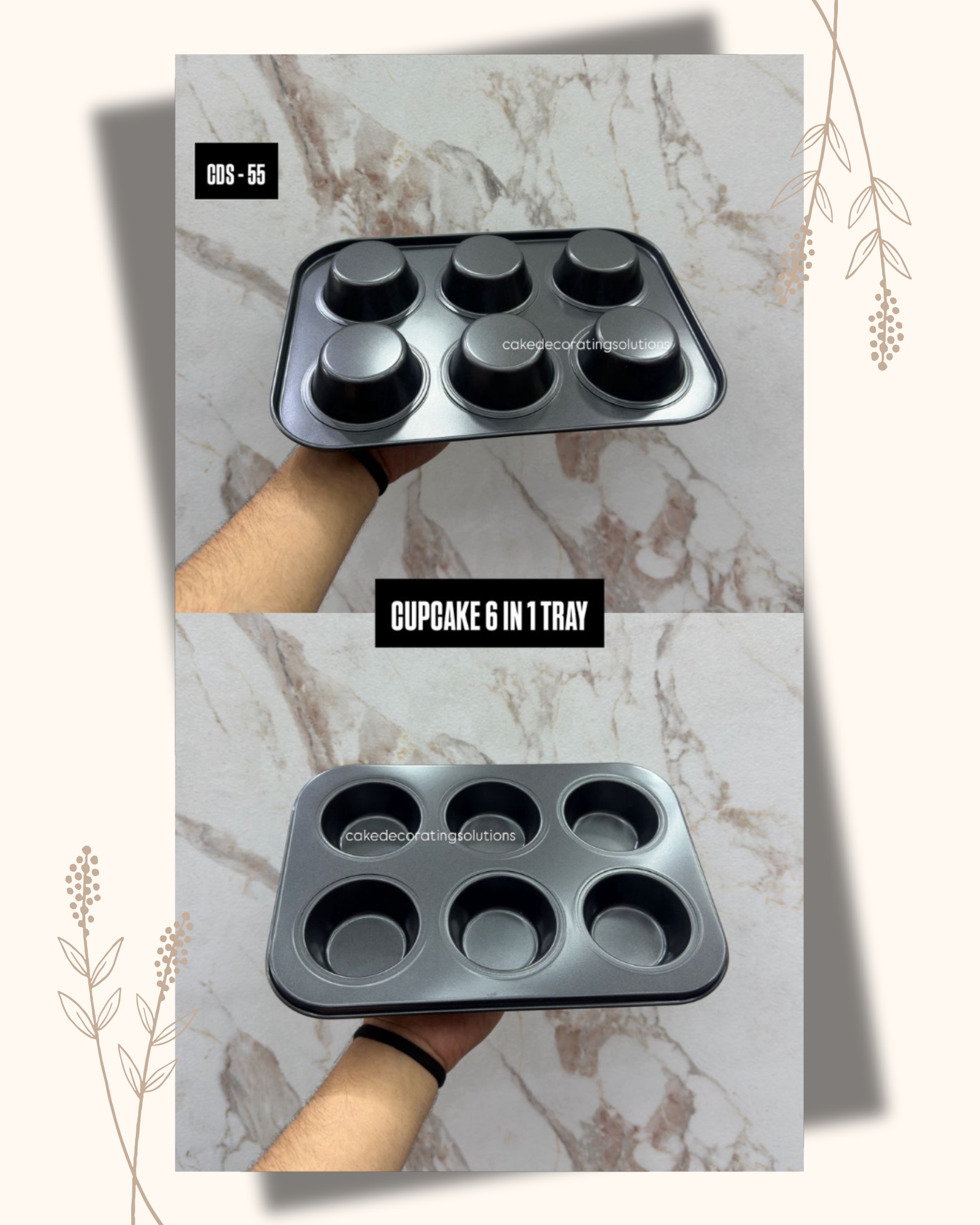 Non Stick 6 in 1 Cup Cake Tray - Image 1