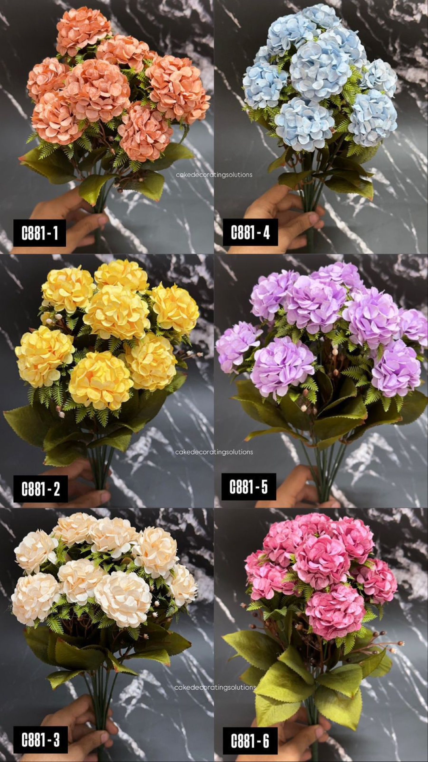 10 Hydrangea Flower Bunch - Assorted