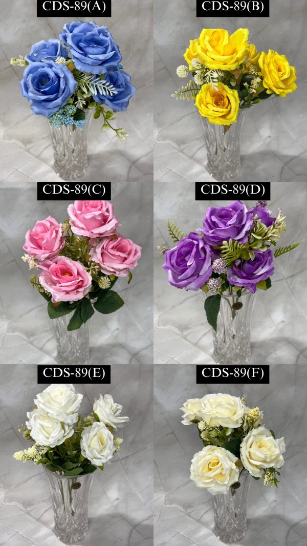 6 Pcs Rose Bunch(medium)-Assorted colour