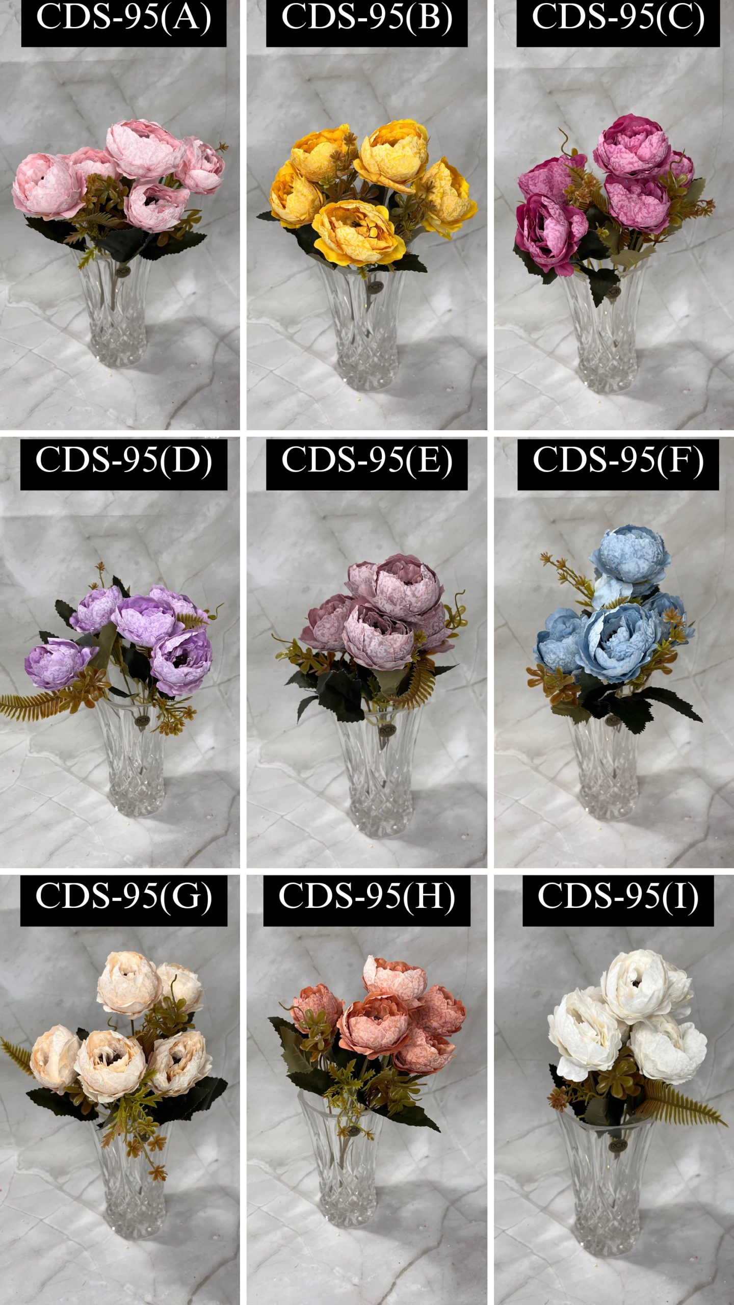 6 Pcs Rose Bunch With Leaf -Assorted colour - Image 1