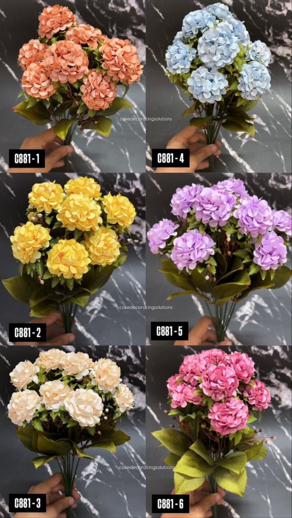 10 Hydrangea Flower Bunch - Assorted