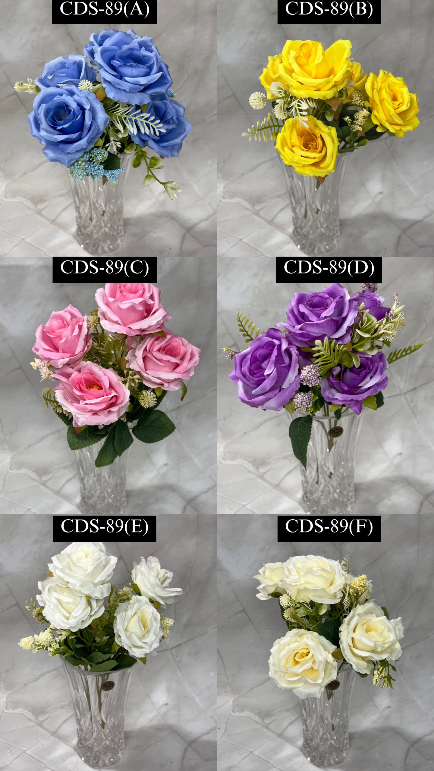 6 Pcs Rose Bunch(medium)-Assorted colour