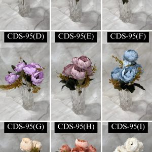 6 Pcs Rose Bunch With Leaf -Assorted colour