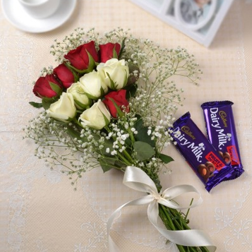 Ch. 10 Rose Flower Bunch Off White