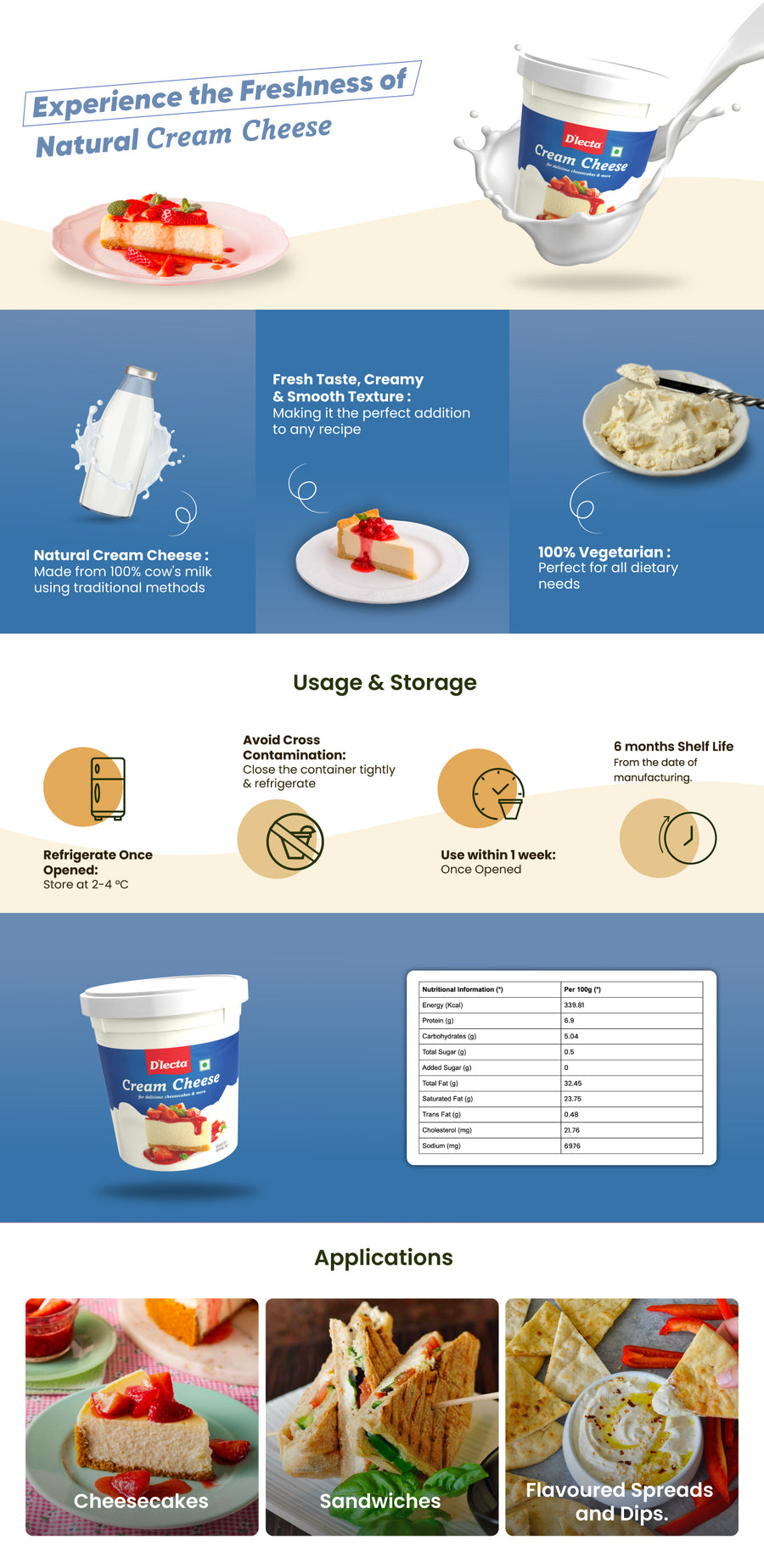 Dlecta Cream Cheese 900grms - Image 1