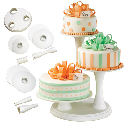FD 3 TIER WHITE PILLAR CAKE STAND FD 2488
